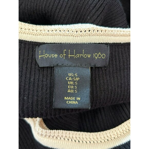 House of Harlow 1960 Women's Black Ribbed Knit Crocheted Collar Tank Dress Small - Picture 7 of 7